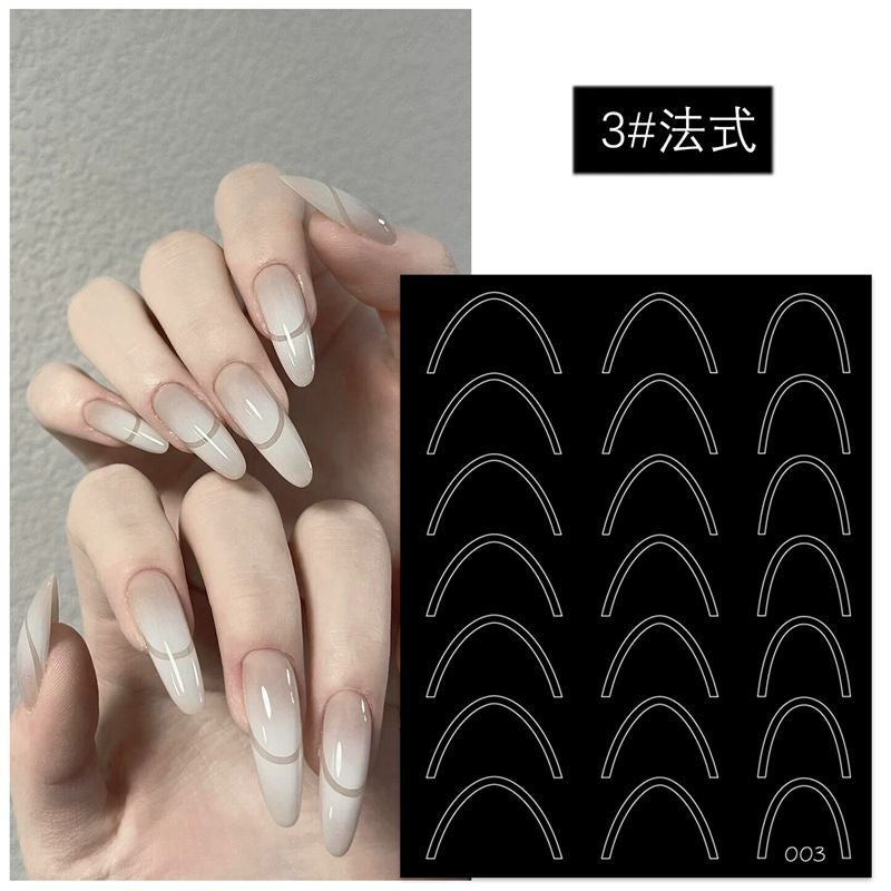 New French Nail Art Stickers Deep V Hollow High Shallow Round Auxiliary Stickers Template A Variety Of Nail Decoration Stickers - Image 4